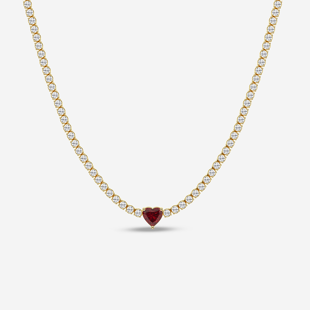 Additional Image 1 for  5.9 mm Heart Shaped Created Ruby and 6 5/8 ctw Round Lab Grown Diamond Necklace